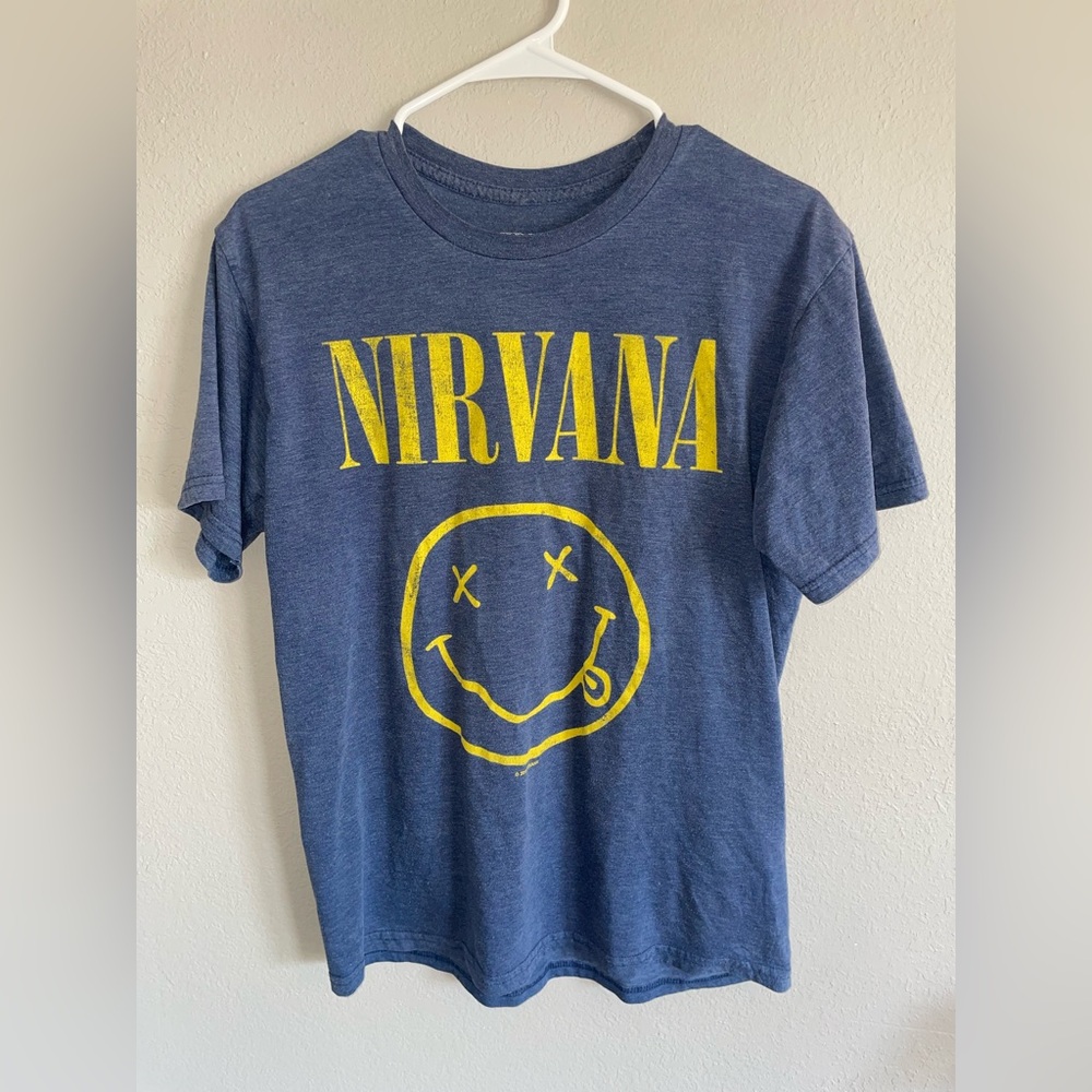 NIRVANA Tee in Blue with Yellow Graphic